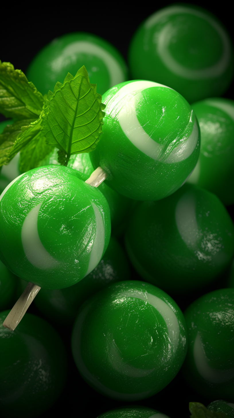 Hyperrealistic green candy isolated on white background