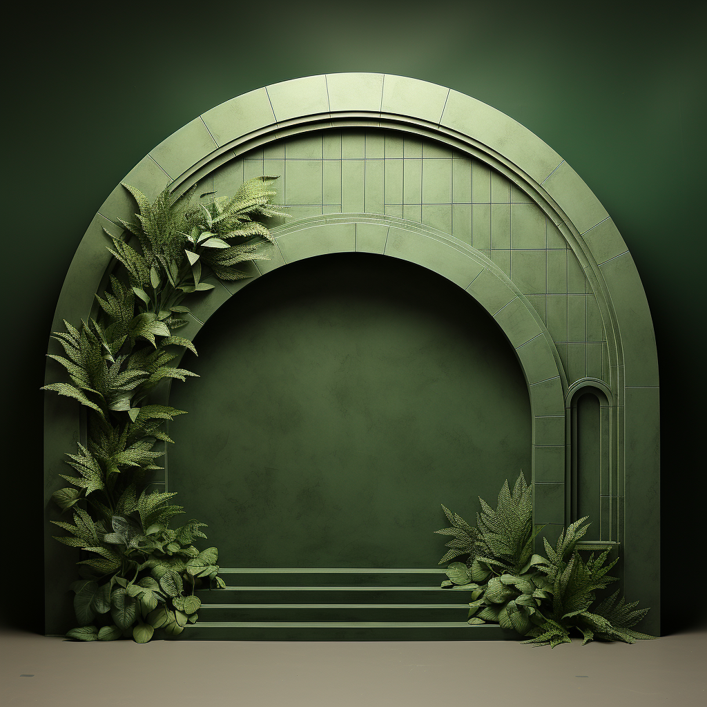 Green Cardboard Wall Arch Monochrome