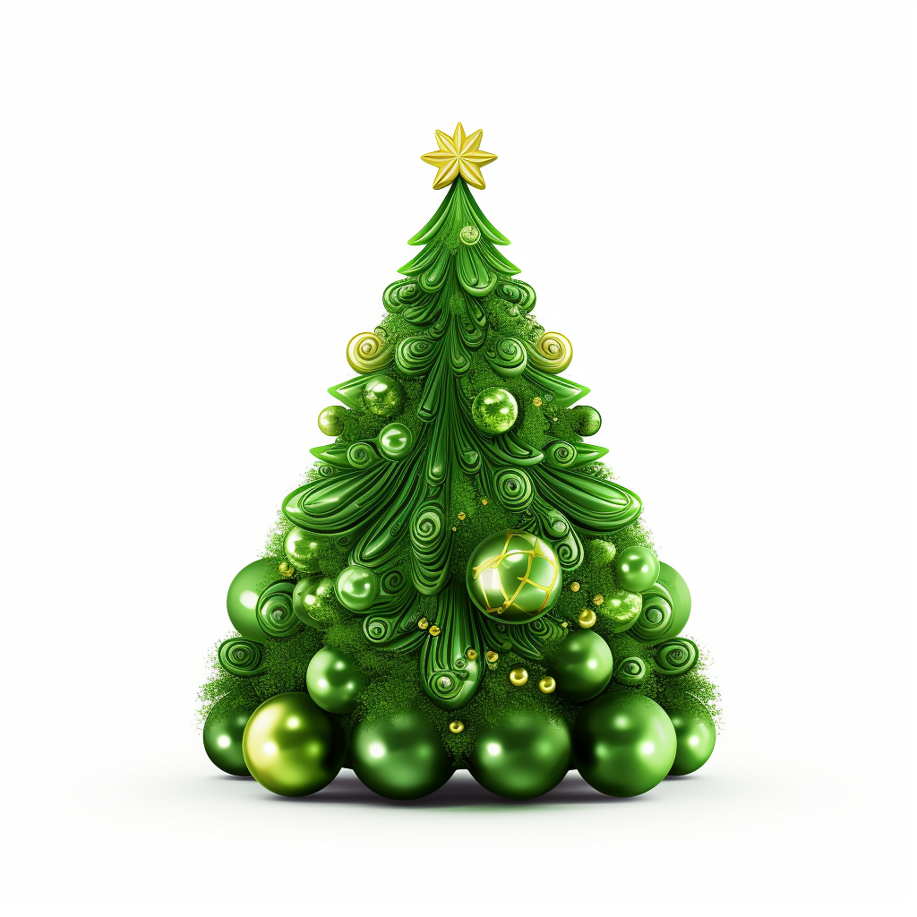 Green Christmas tree on white background