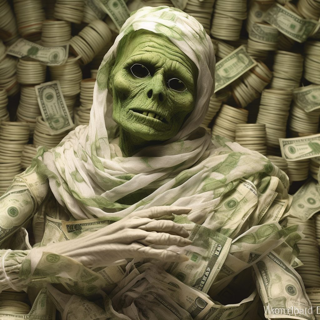 Zombie mummy with money offer