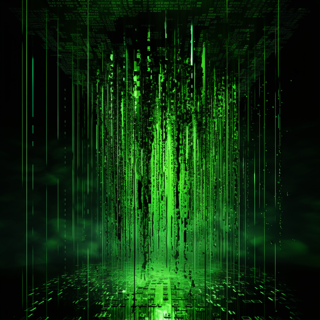 Digital code dripping in green