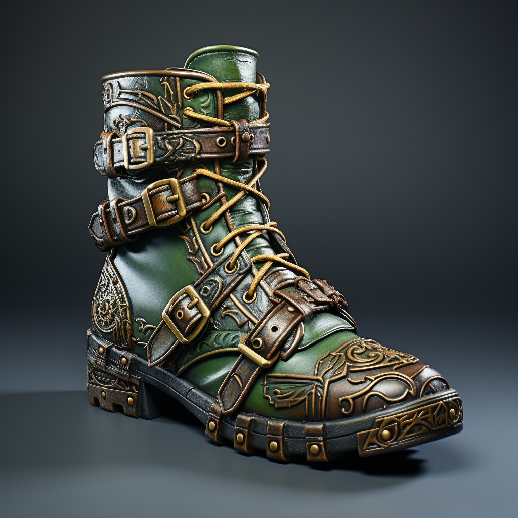 Green Elven Style Leather Boot