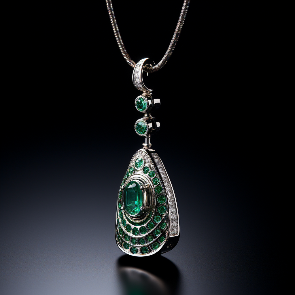 Beautiful green emerald pendant with telephone handset shape