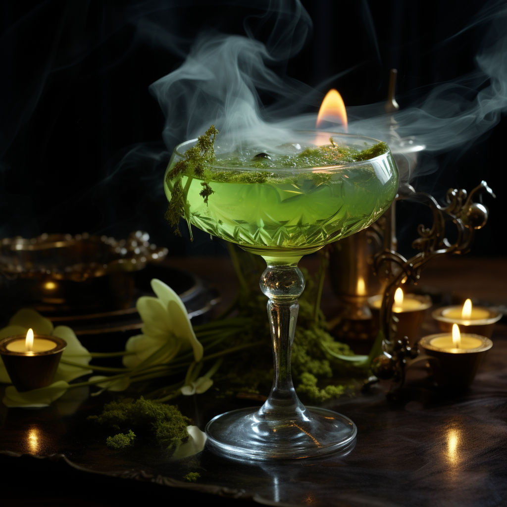 Enchanting green fairy surrounded by candlelight