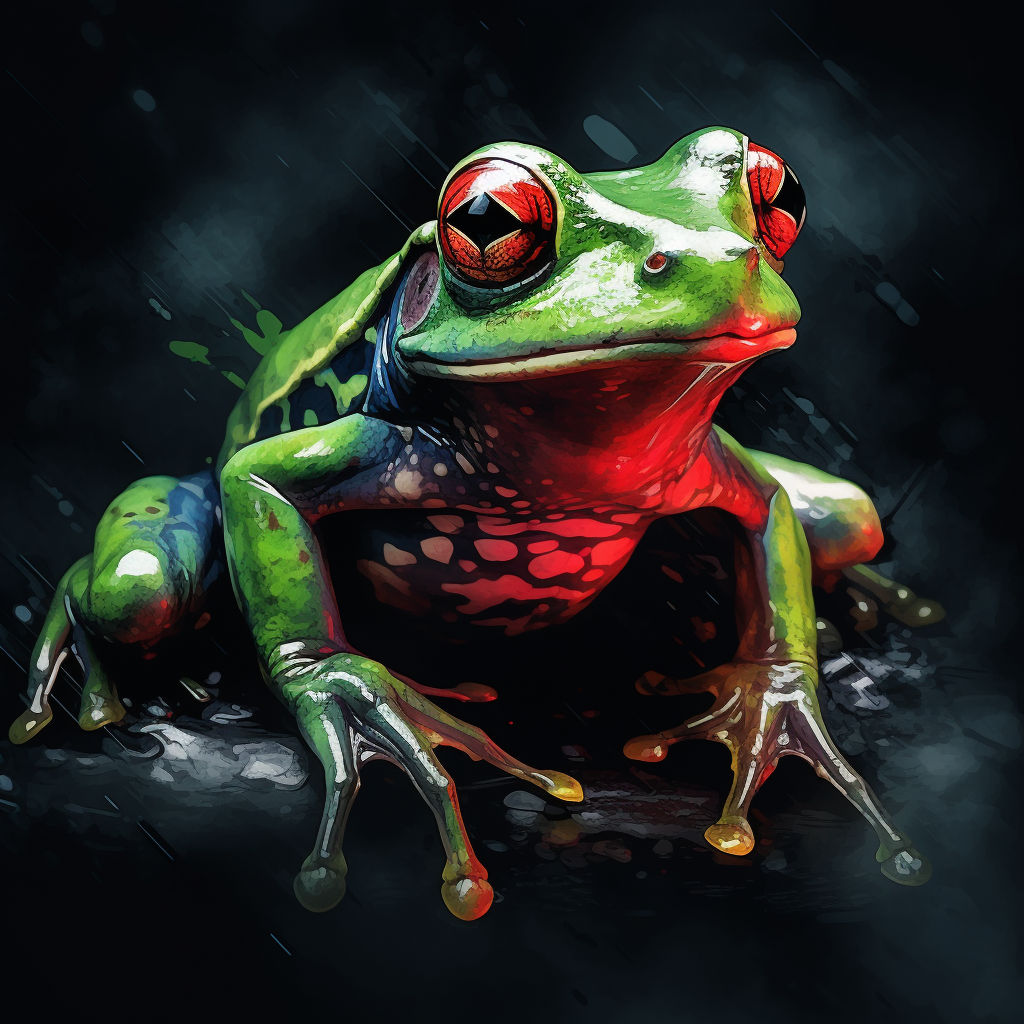 Green frog with red spots sketch