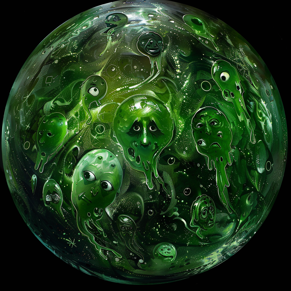 Green Ghost Faces Orb Art