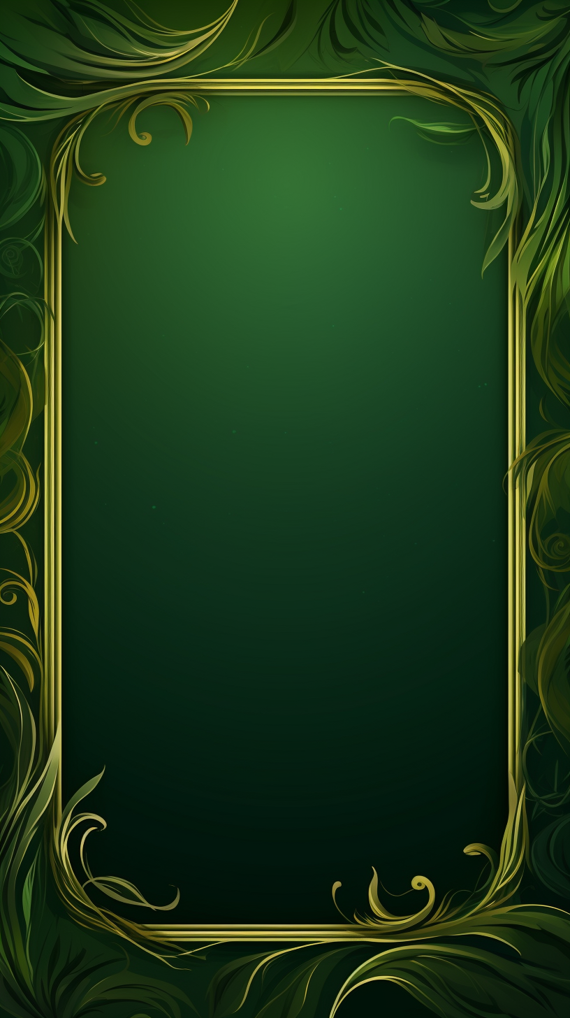 Green cartoon frame on golden background