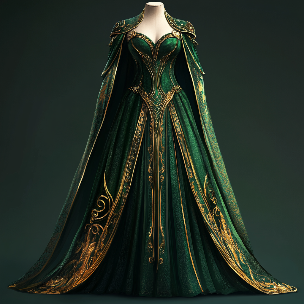 Green Gold Dress Mannequin Art