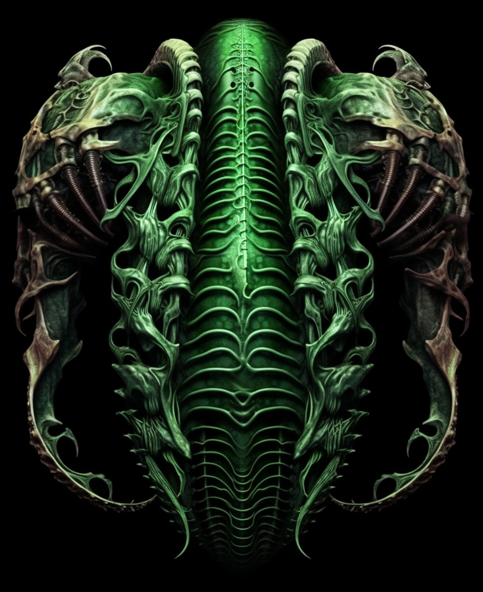 green gothic skeleton torso ribs