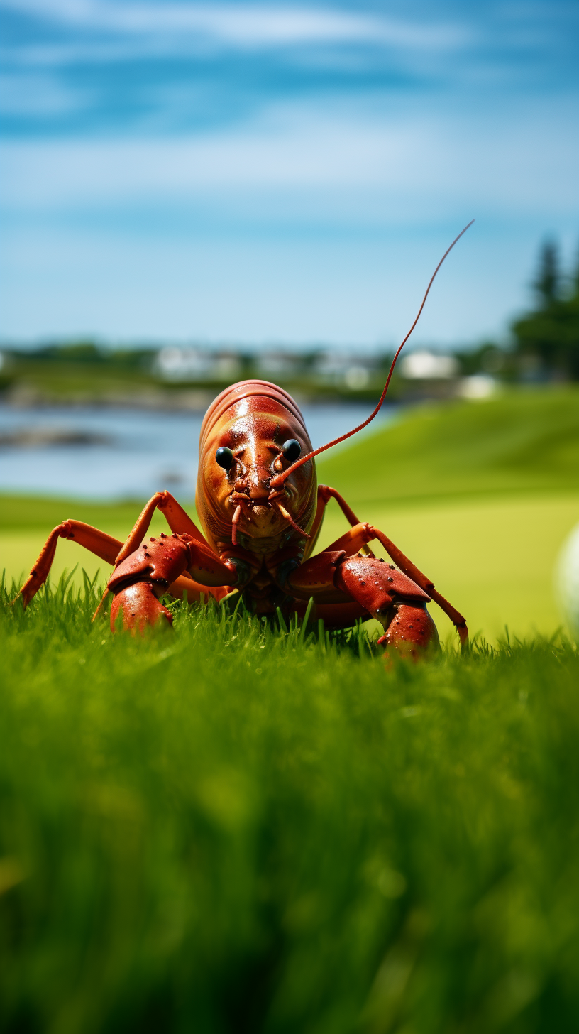 Close-up of Golf Course with Golf Ball and Crayfish