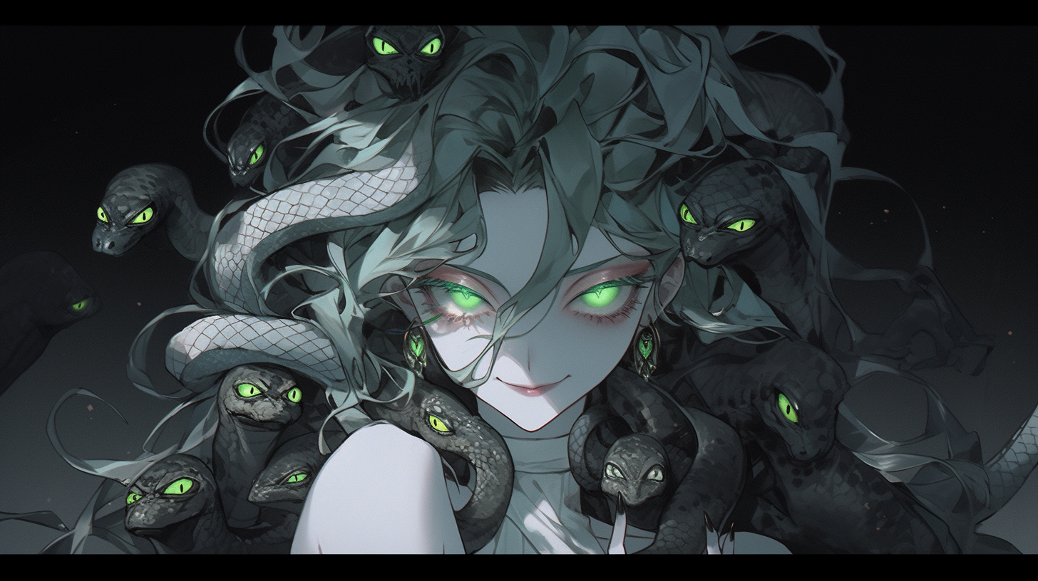 Darach Girl with Green Hair and Poisonous Snakes