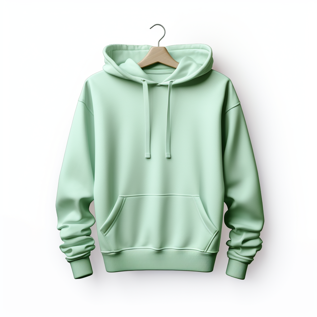 Realistic Green Hoodie on White Background