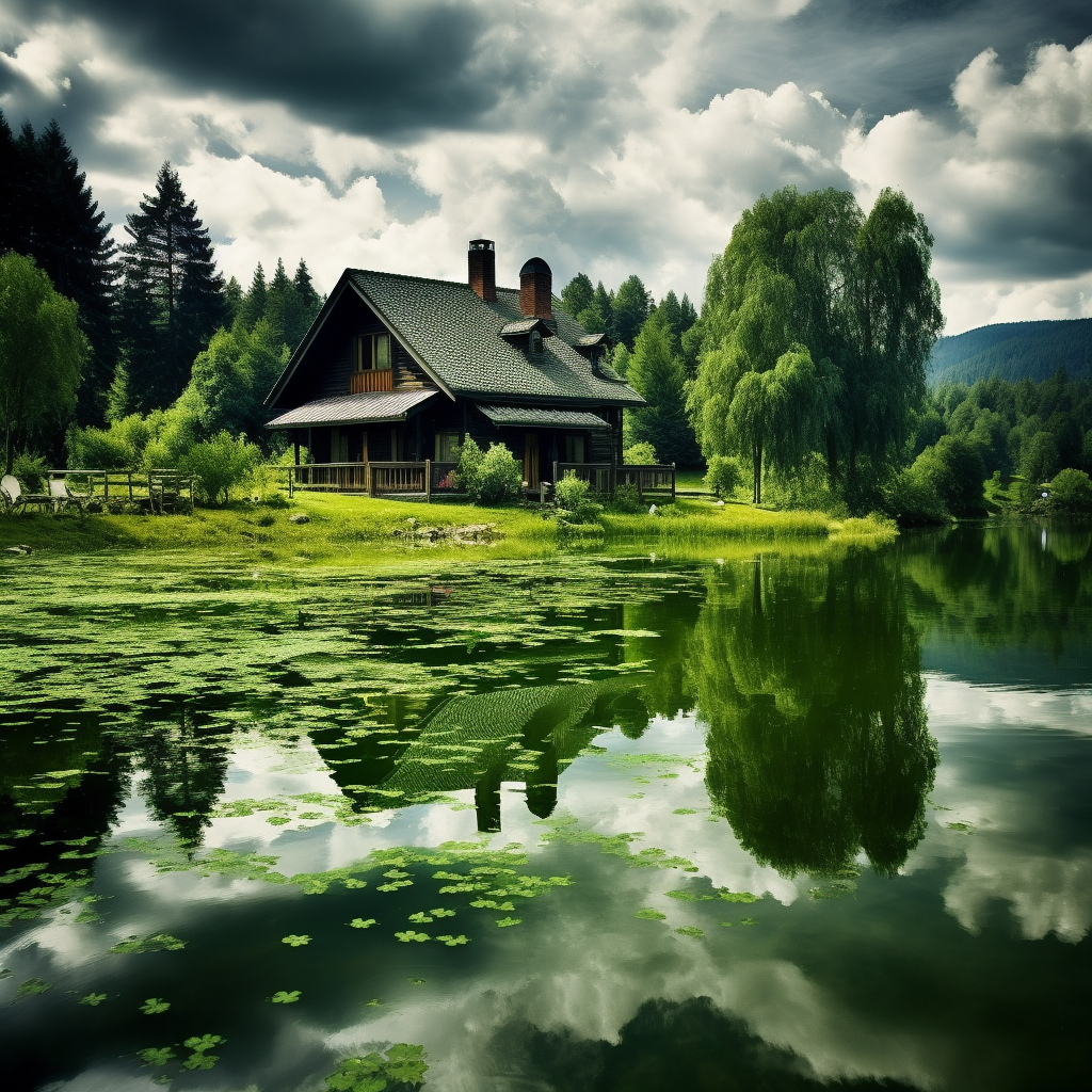 Beautiful green house amidst nature