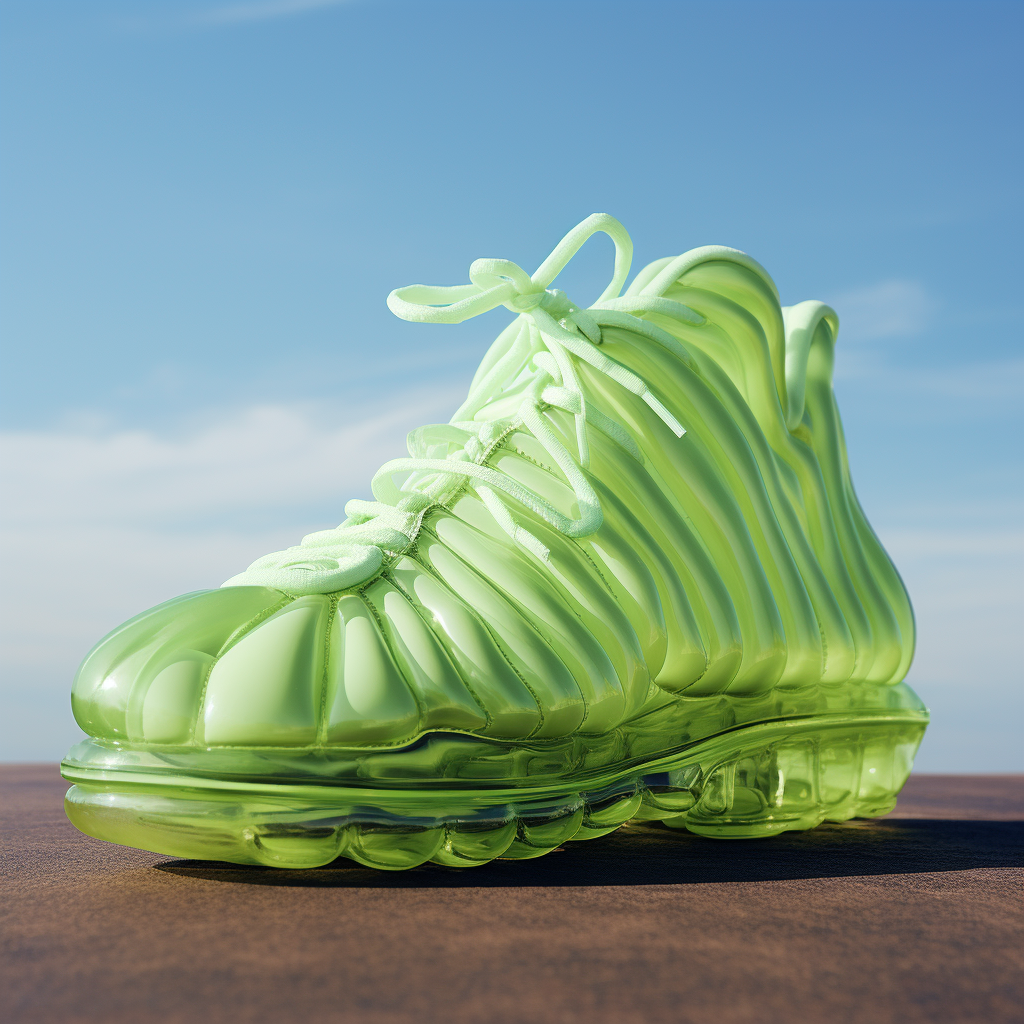 Stylish green inflatable sneakers