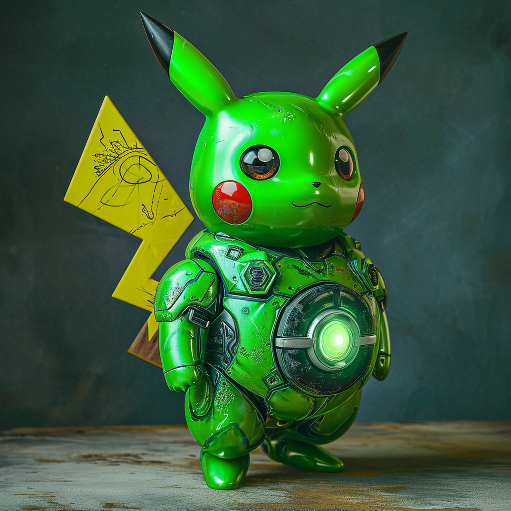 Hyperrealistic Green Lantern Pikachu artwork