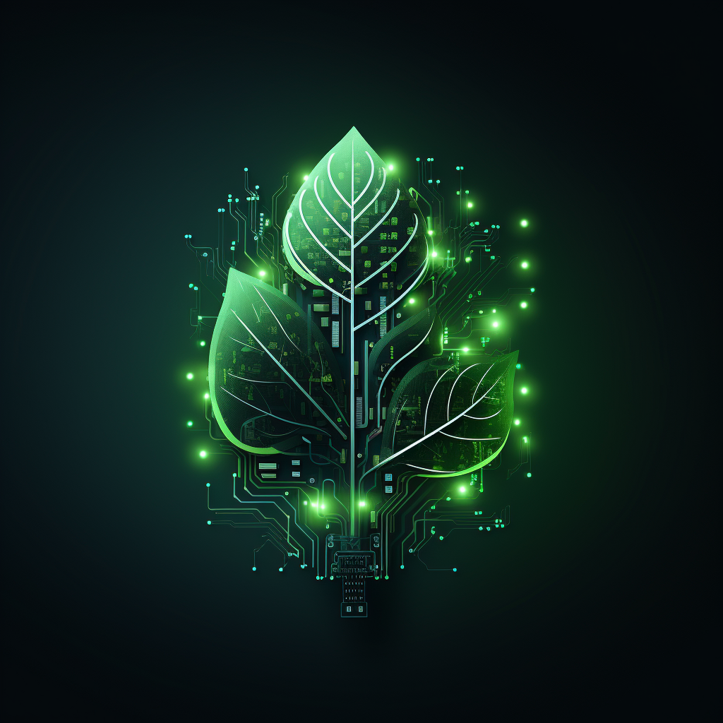 Green leaf microchip logo design