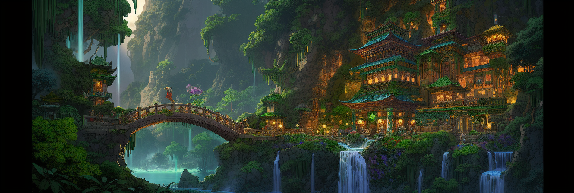 Beautiful Exotic Mountain Village with Waterfalls ?