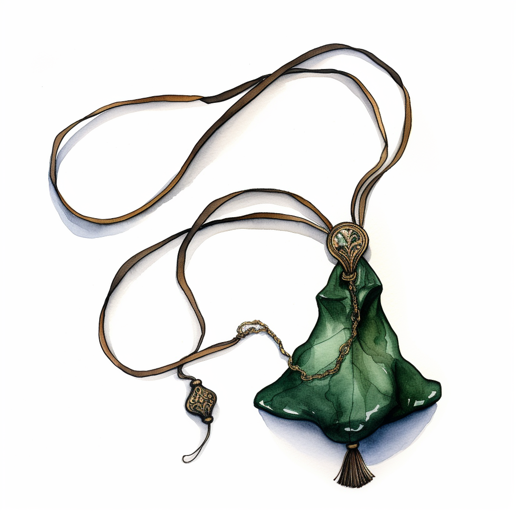 Dark Green Leather Sachet with Ashes Necklace