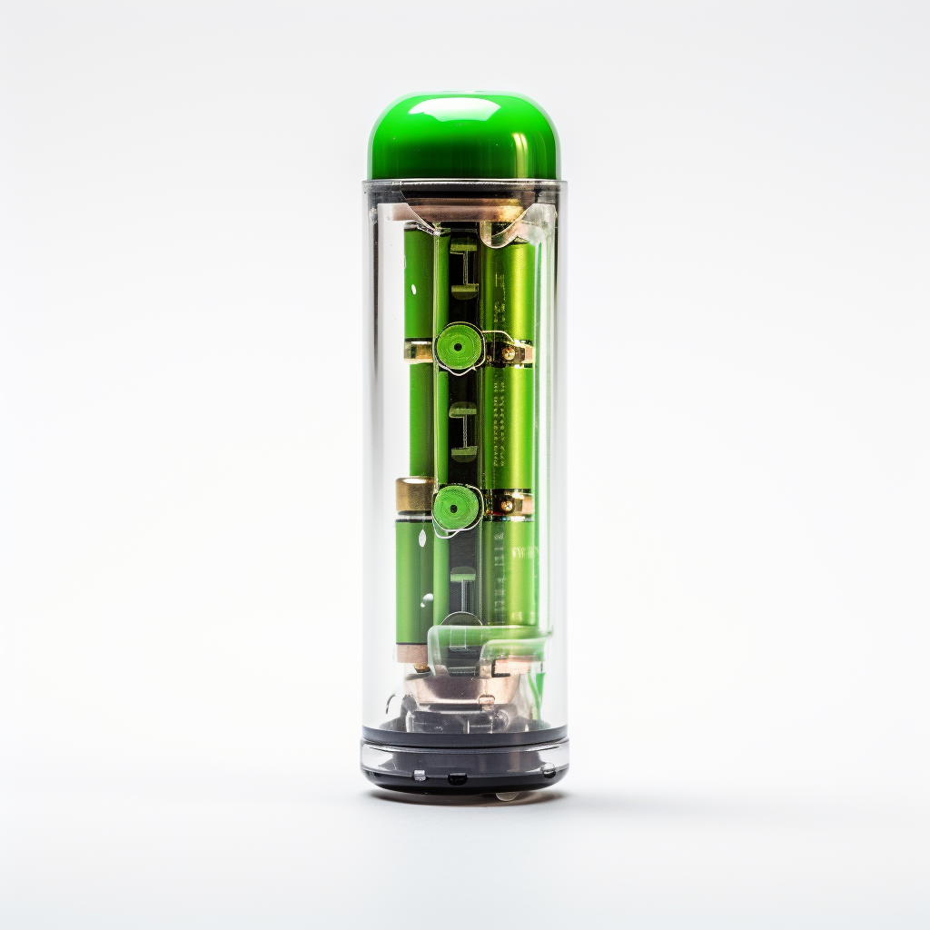 Transparent AA Battery with Green Liquid