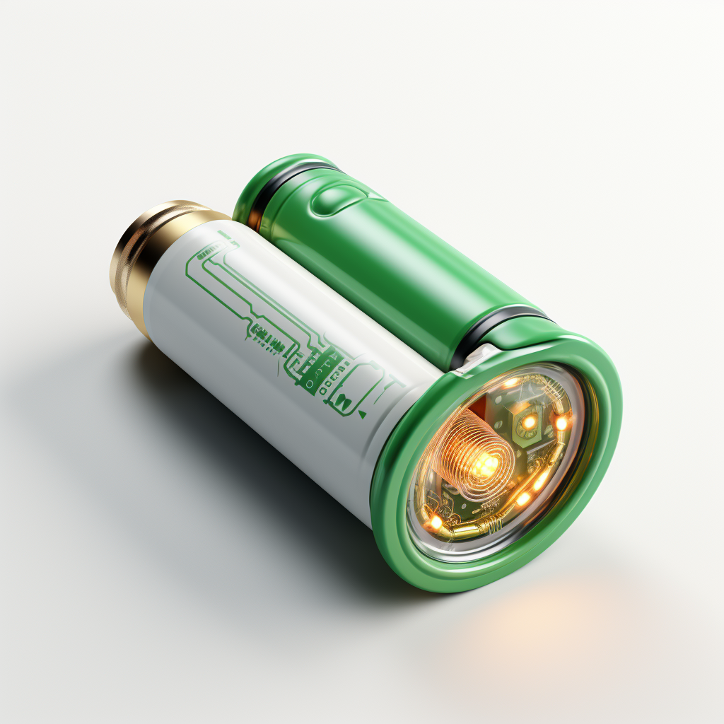 AA battery with green liquid inside