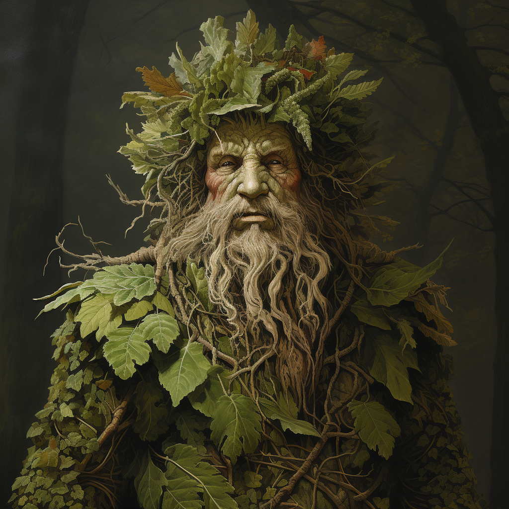 Hyperrealistic illustration of the Green Man