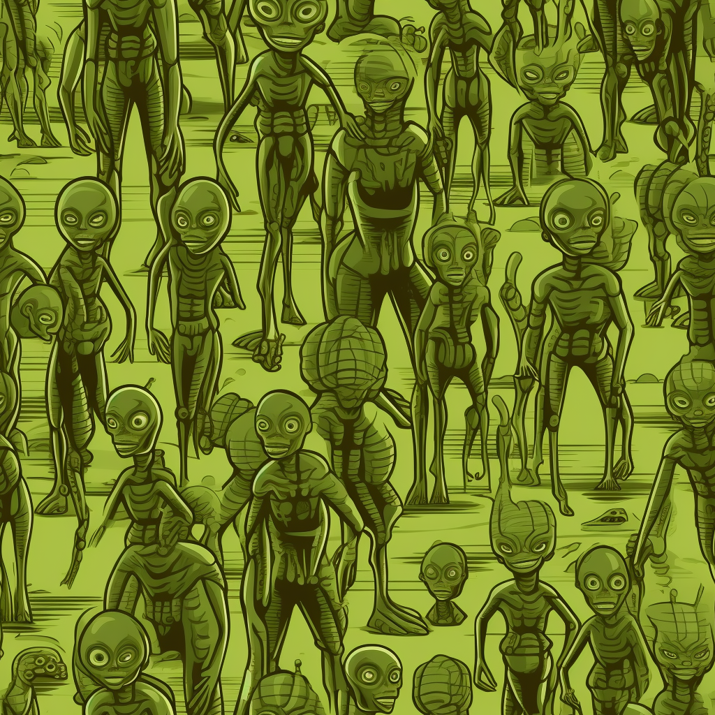 Green Men Aliens and Human Battle