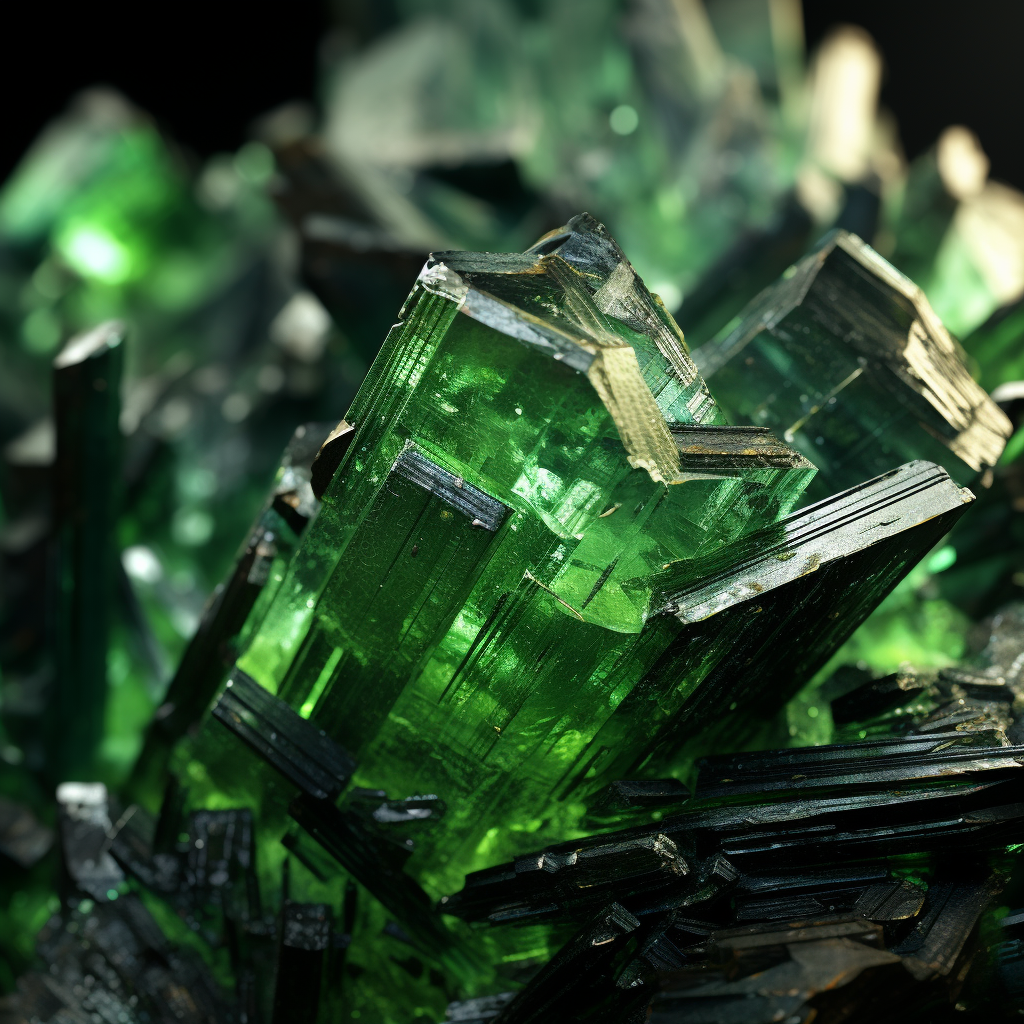 Green metallic material close-up