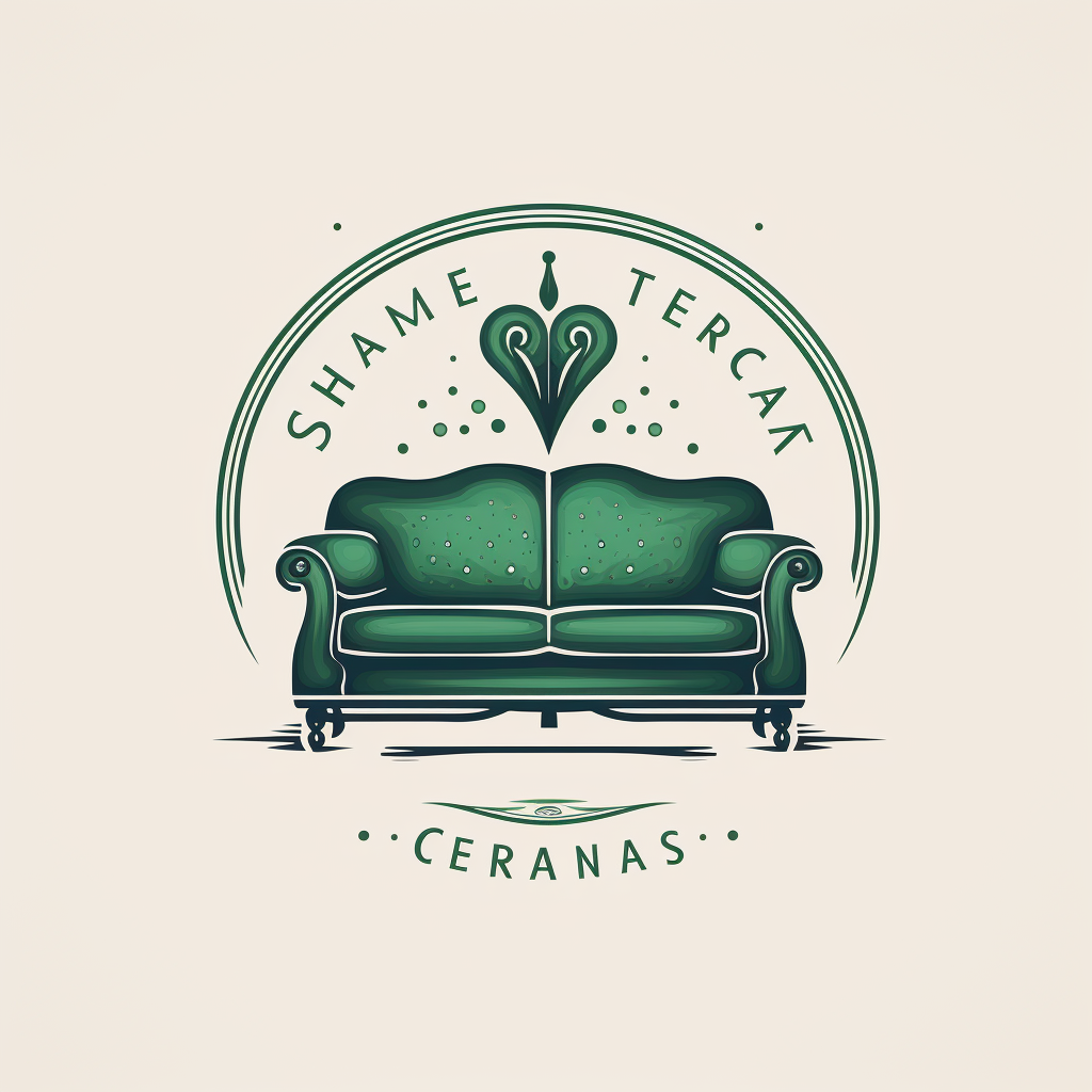 Upholstery cleaning brand logo with green sofa and water drops