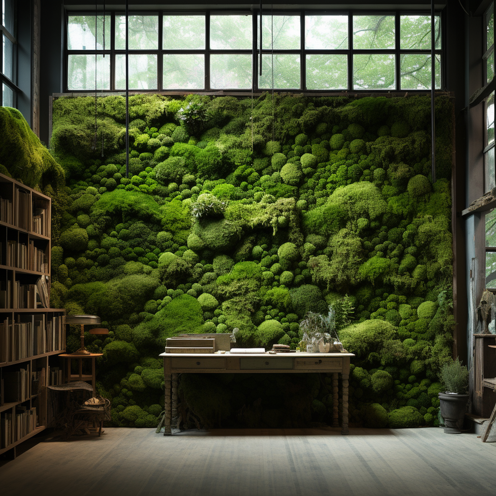 Lush green moss wall brings nature indoors