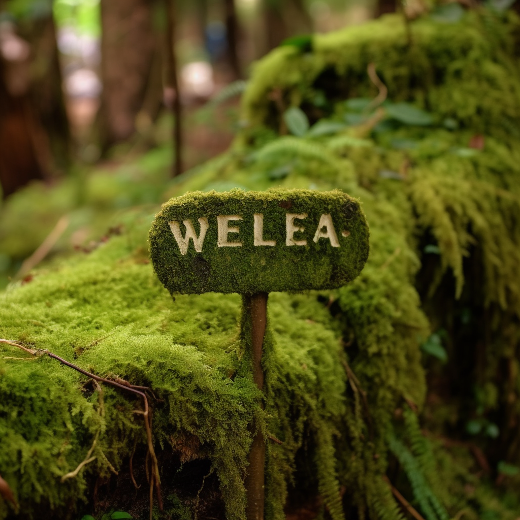 Green moss wellness area sign