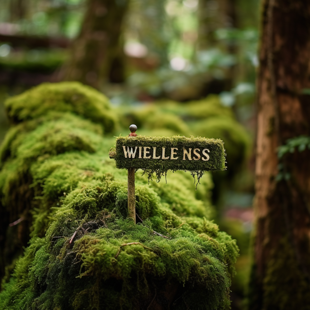 Sign for Wellness Area on Green Moss