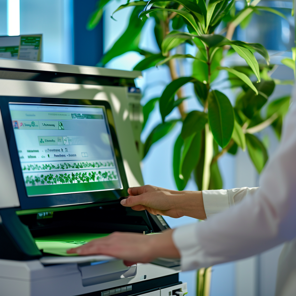 Eco-friendly printer in green office