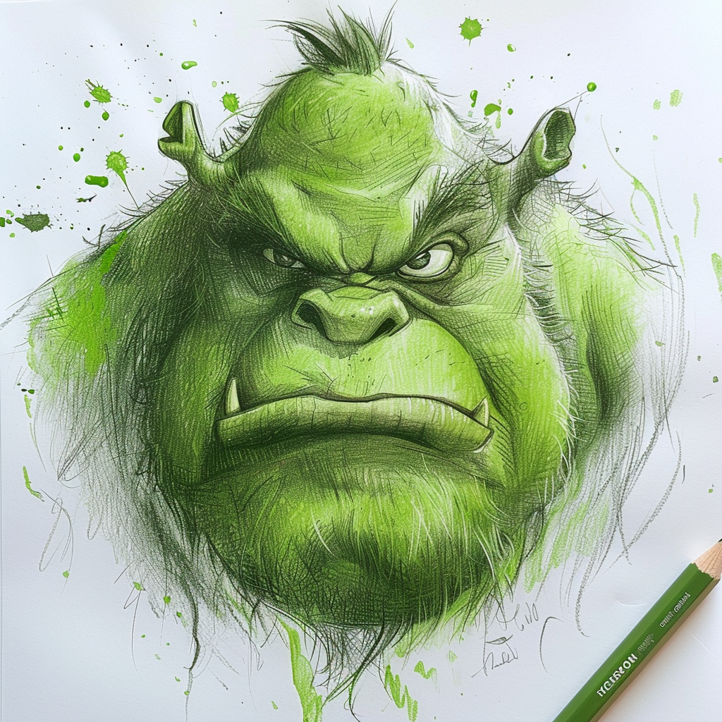 Green cartoon ogre drawing