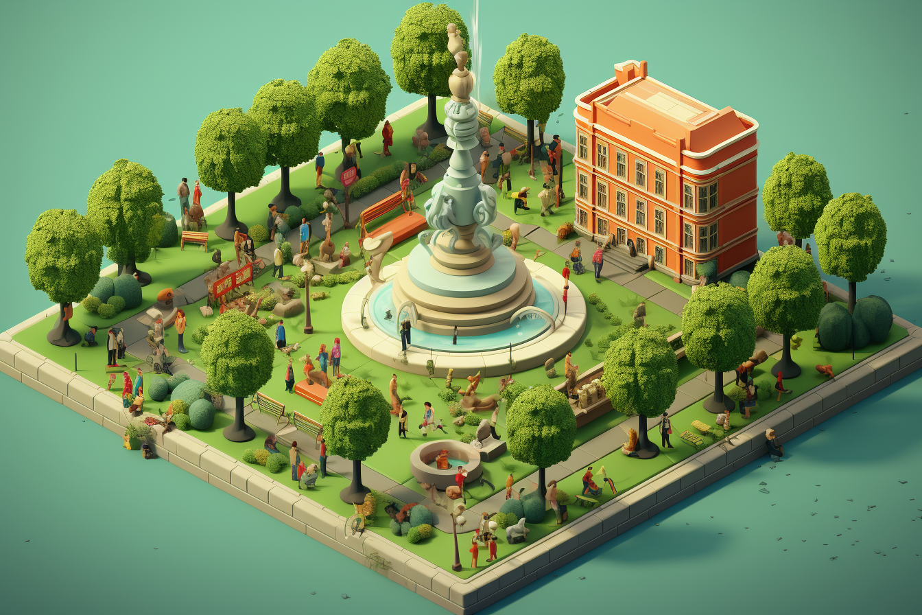 Vibrant green park in 3D