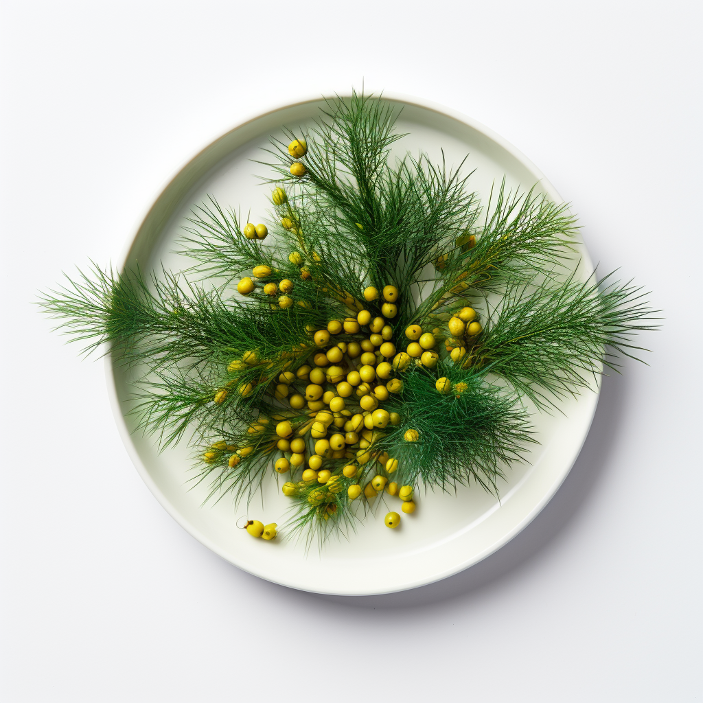 Fresh green pine pollen on plate