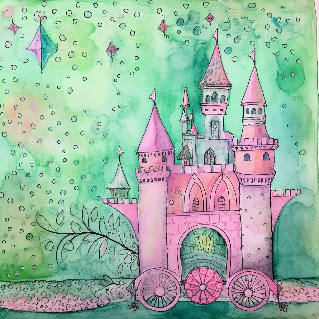 Junk journal paper watercolor mixed media pattern castle music carriage