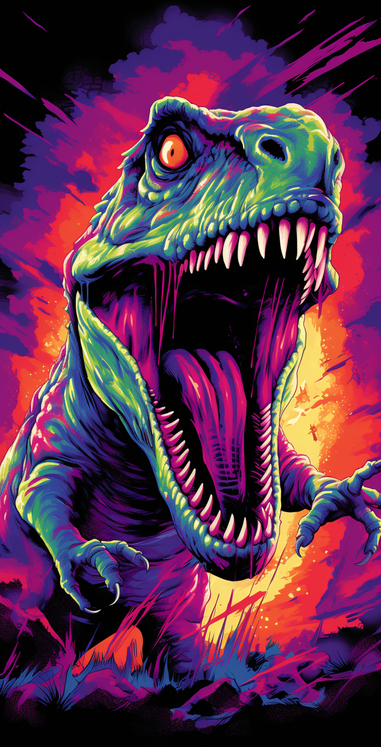 Green Purple Dinosaur with Mouth Eruption