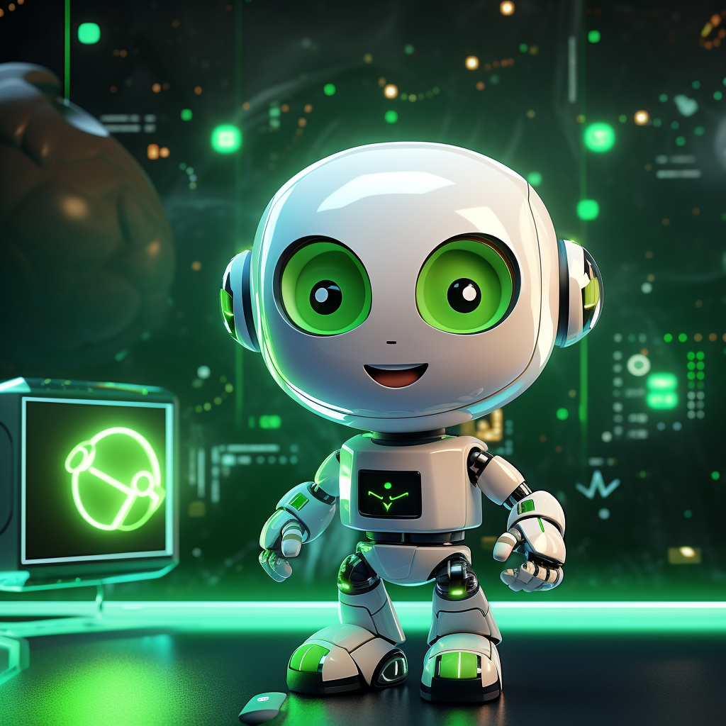 Cute green robot with 3D animation