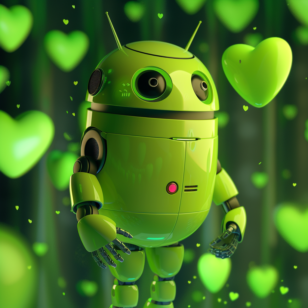 Green Robot Love Pixar Hearts