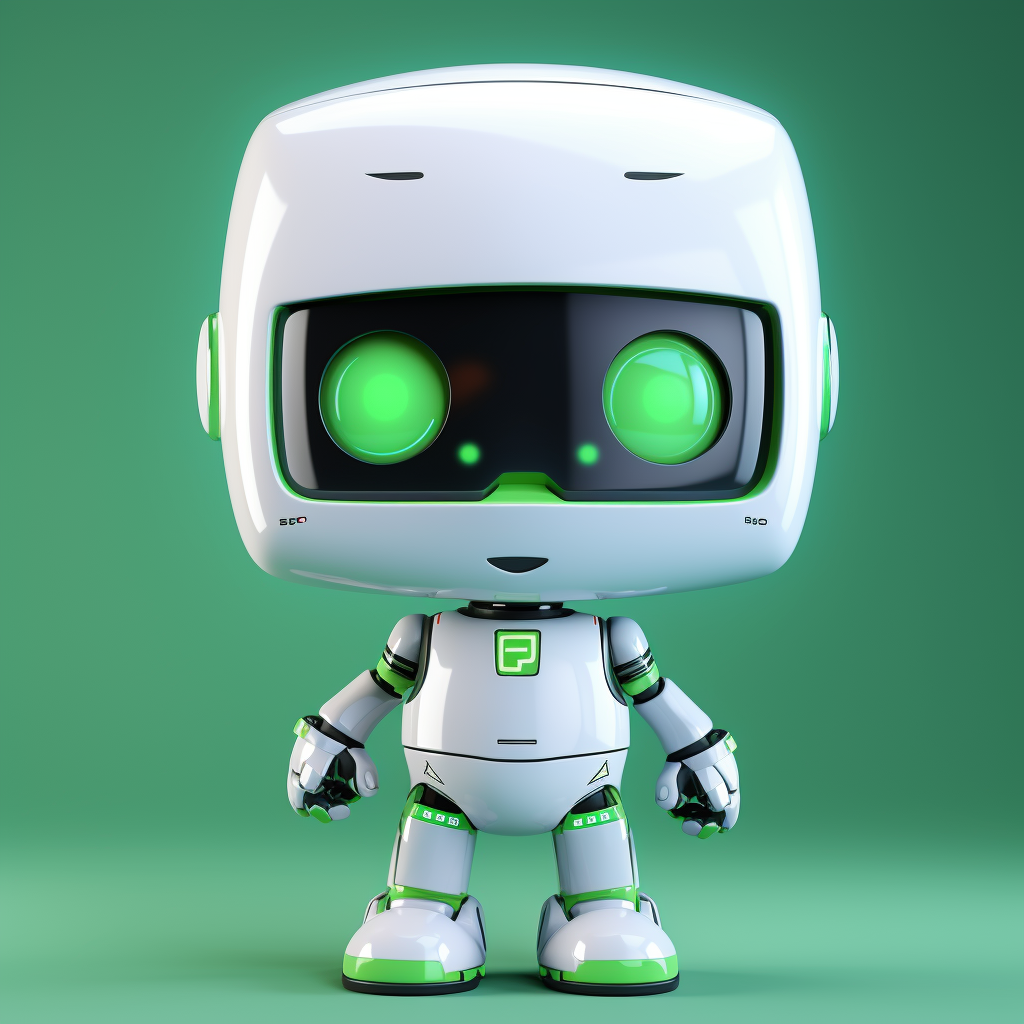 Cute Green Robot on 3D Box