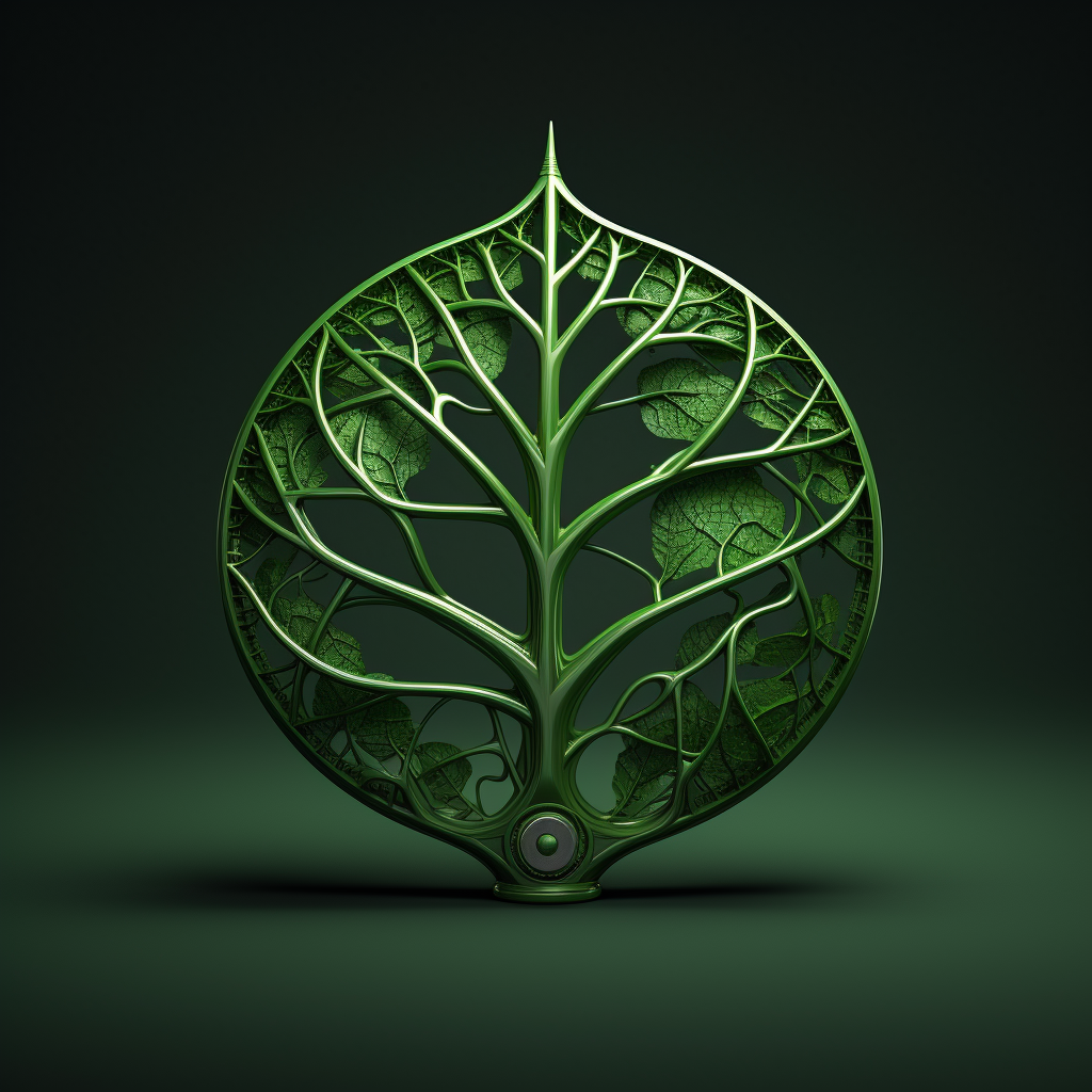 Green mechanical tree leaf in C4D