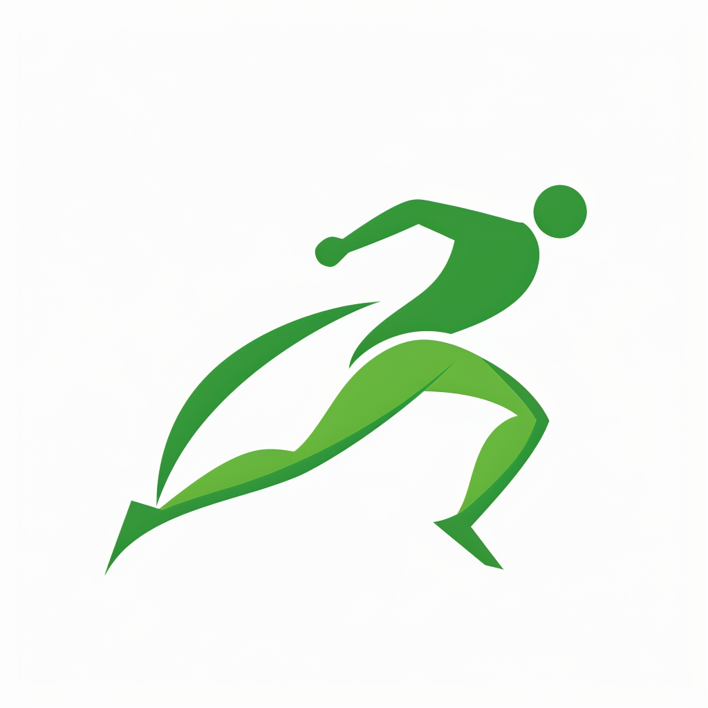 minimal green running man logo