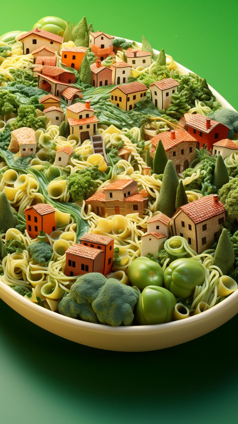 Plate of saucy green pasta