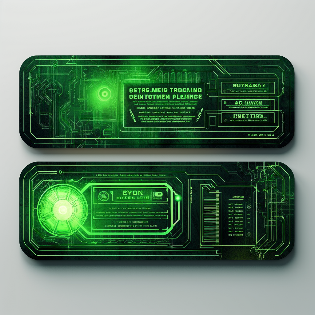 Blank green sci-fi movie ticket