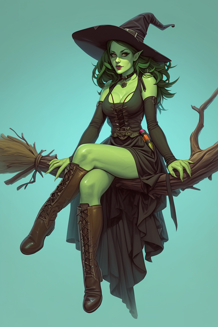 Green Skinned Witch Pin Up