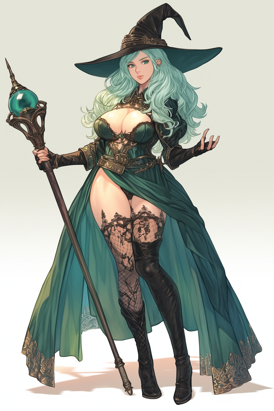 Green Skinned Witch Pinup Anime