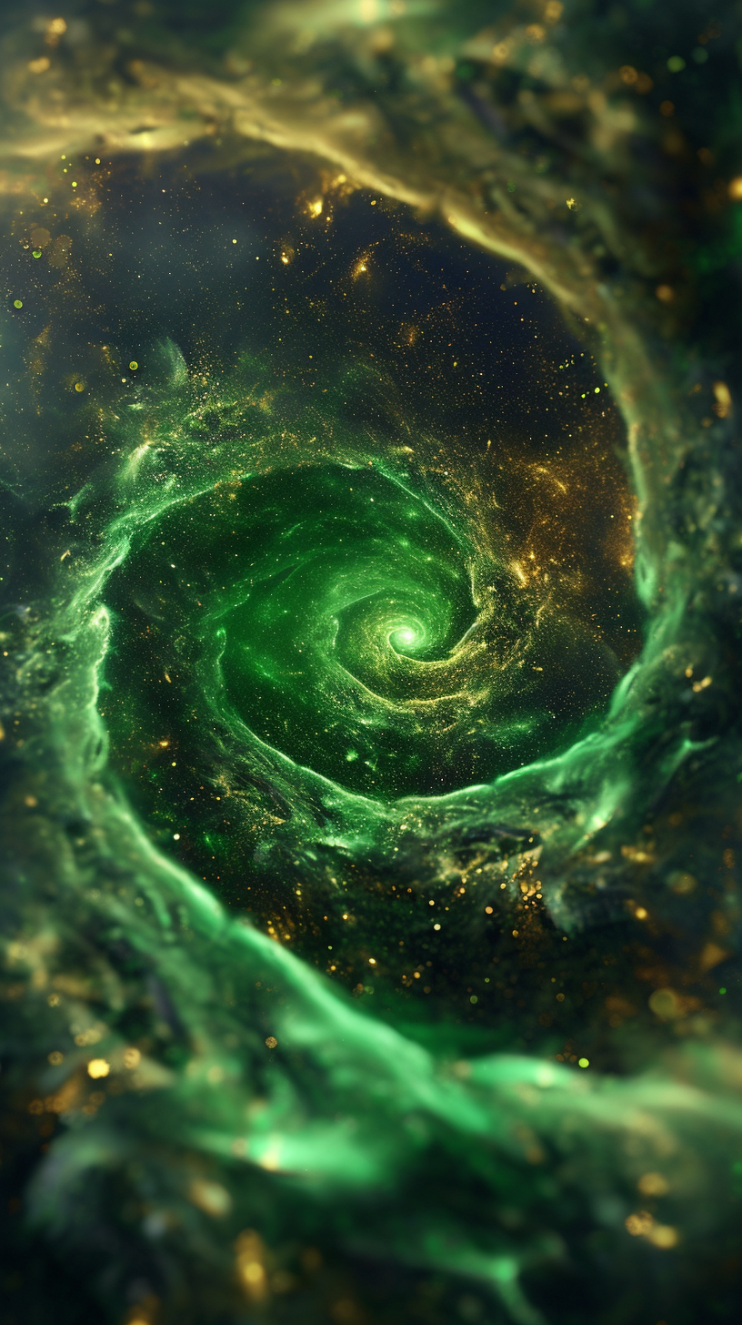 Green Spiral with Stars and Gold