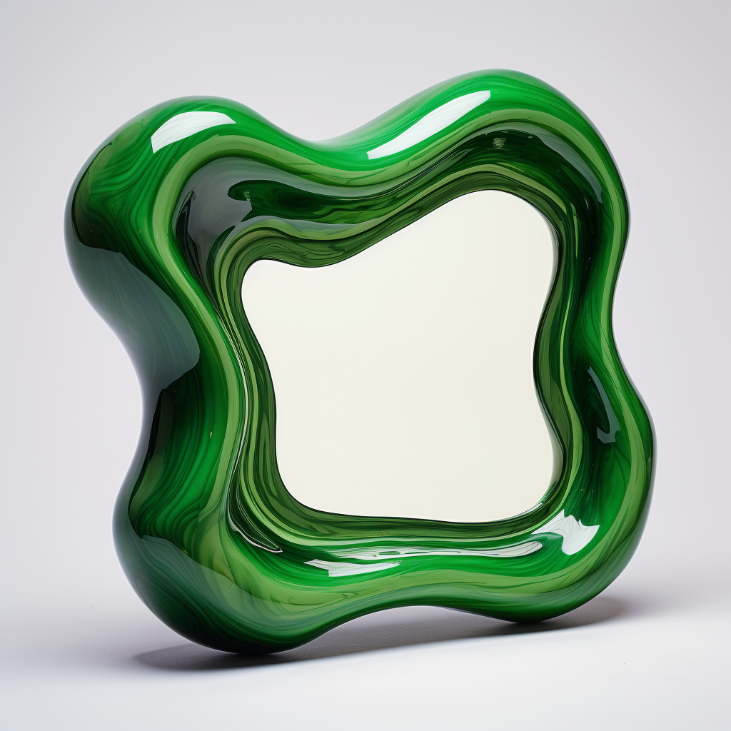 Green squiggly mirror with organic shape