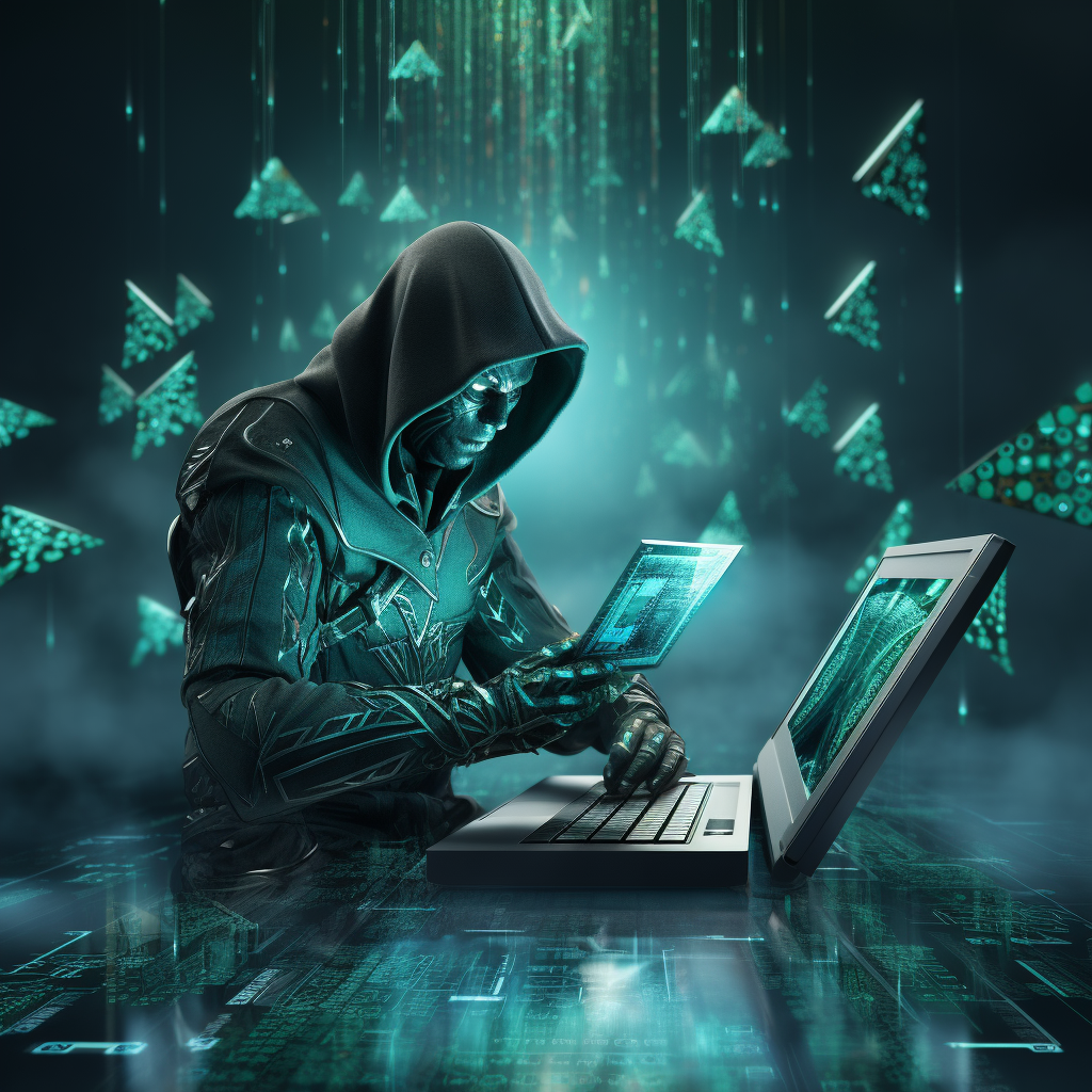 Green and teal futuristic cybersecurity attack