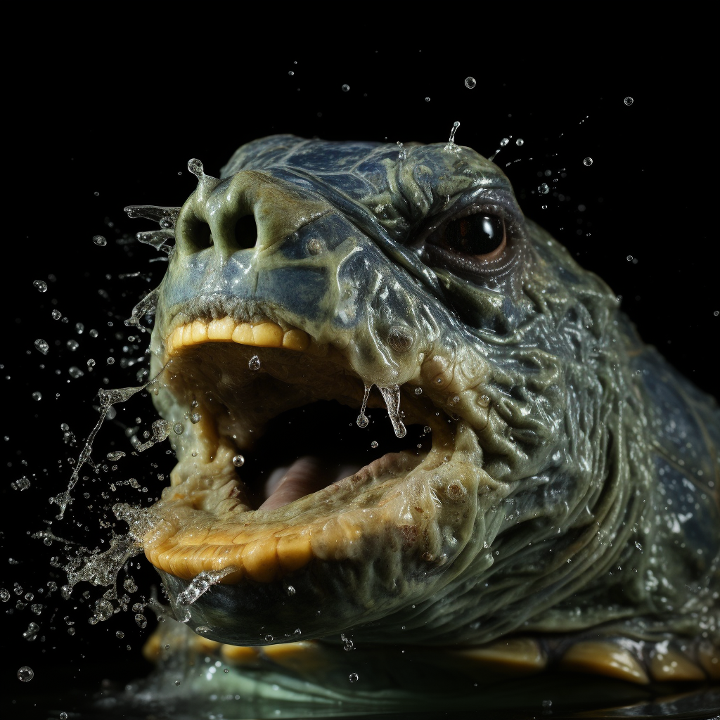 Green Turtle in Constipation Spitting Water